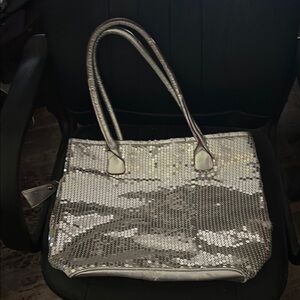 Silver Sequin Tote Bag